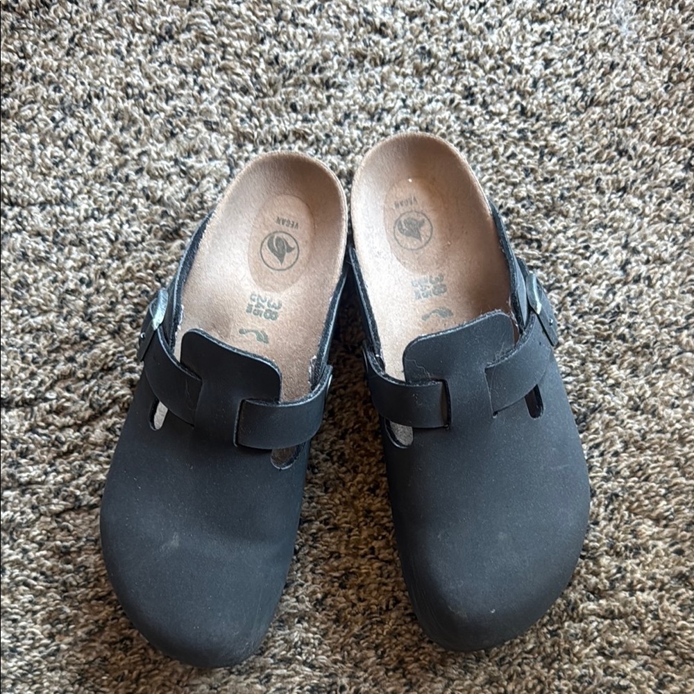 Birkenstock Black Buckle Clogs